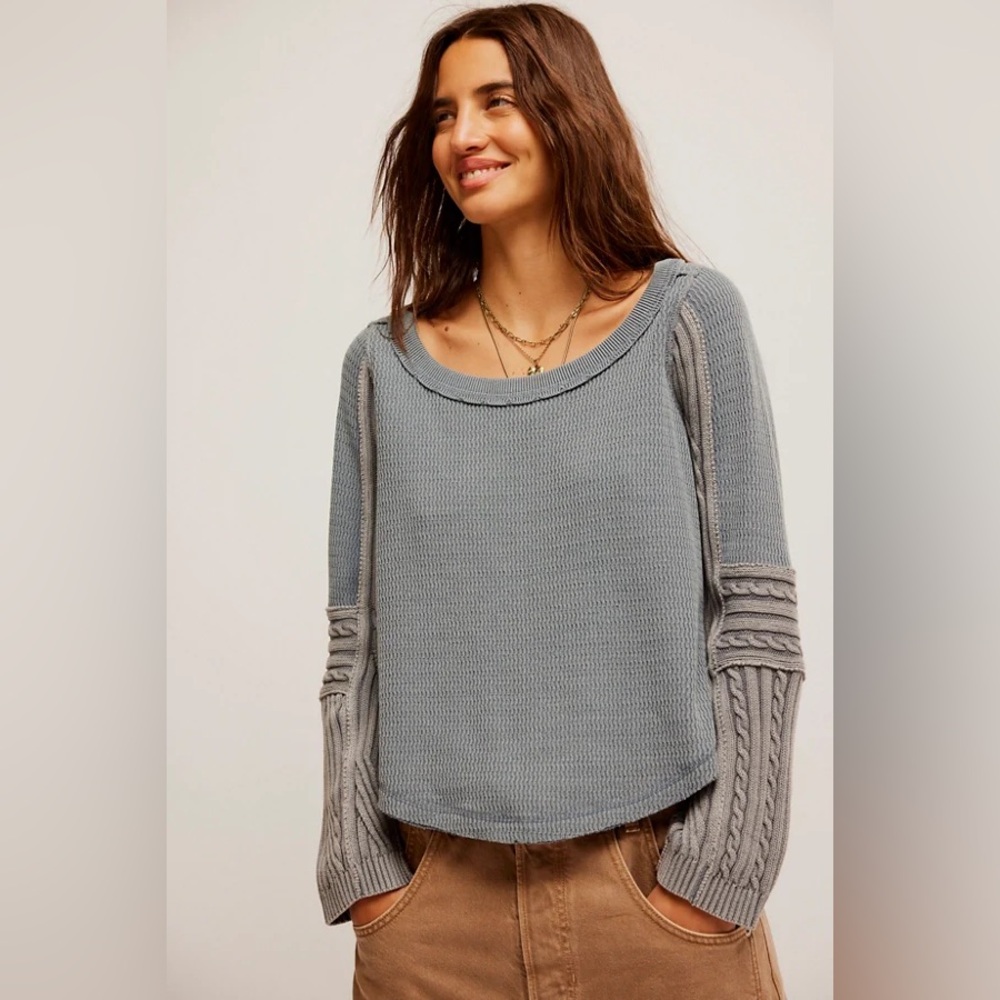 FREE PEOPLE Swinging Cable Cuff Thermal Top NWT Weathervane
